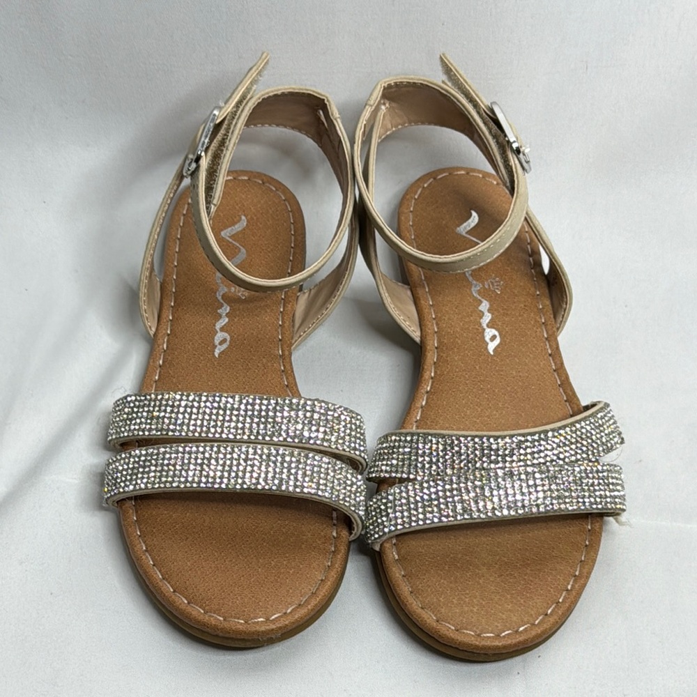 Stylish Tan Rhinestone Kids Sandals by Nina Shoes Size 13
